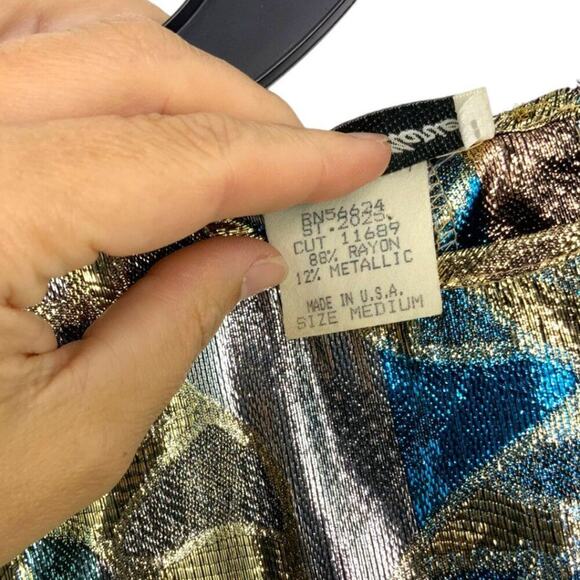 Helene St. Marie Vintage Metallic Short Sleeve Top Size Medium - Picture 5 of 7